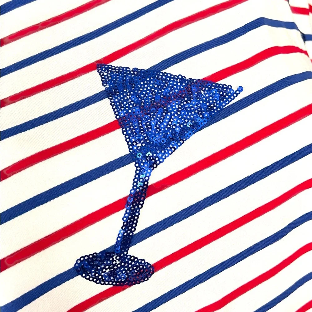 FANTASTIC FAWN patriotic striped sequin oversized tee S M L - Picture 8 of 8